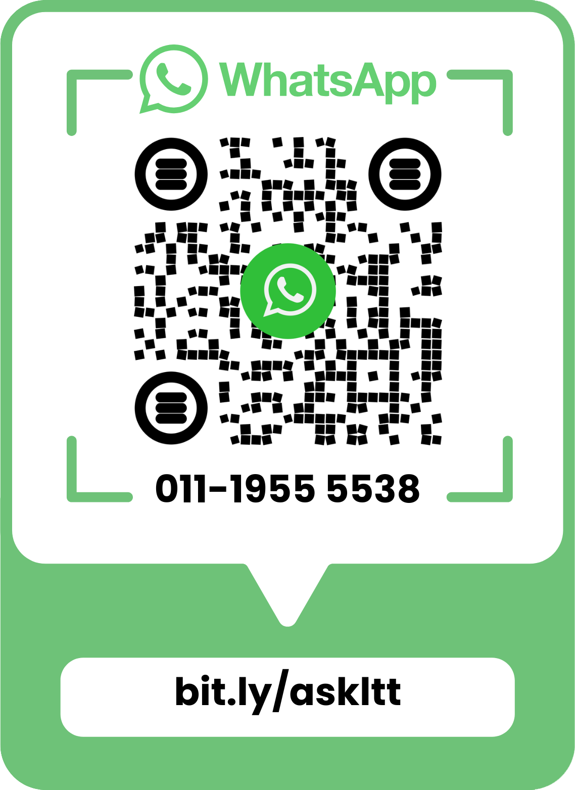 WhatsApp QR code and link bit.ly/askltt to contact LTT Outsourced CFO and Bukku cloud accounting expert, phone number 011-1955 5538